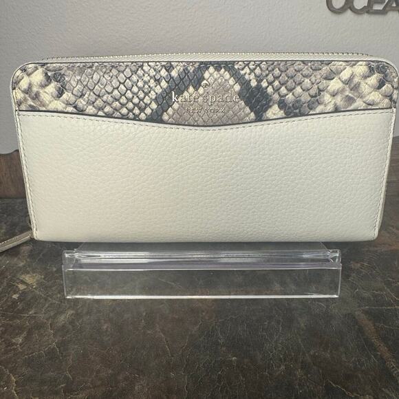 NWT Kate Spade Leila Leather Snake Python Zip Long Continental Wallet - Picture 1 of 8